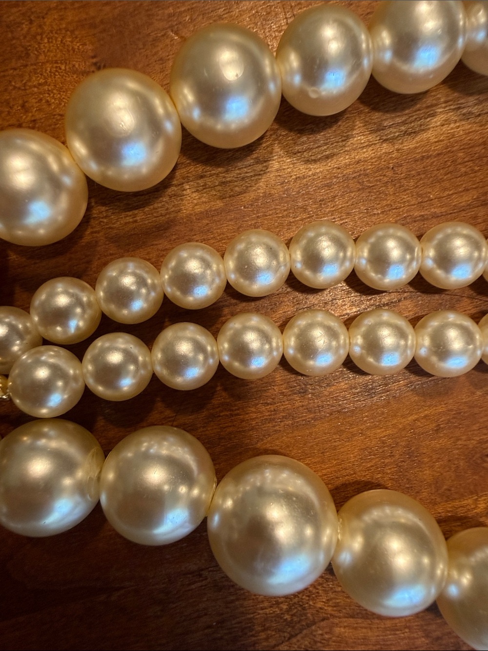 Vintage Ivory Graduated Faux Pearl Dual-Strand Necklace Coquette Champagne - Picture 10 of 11